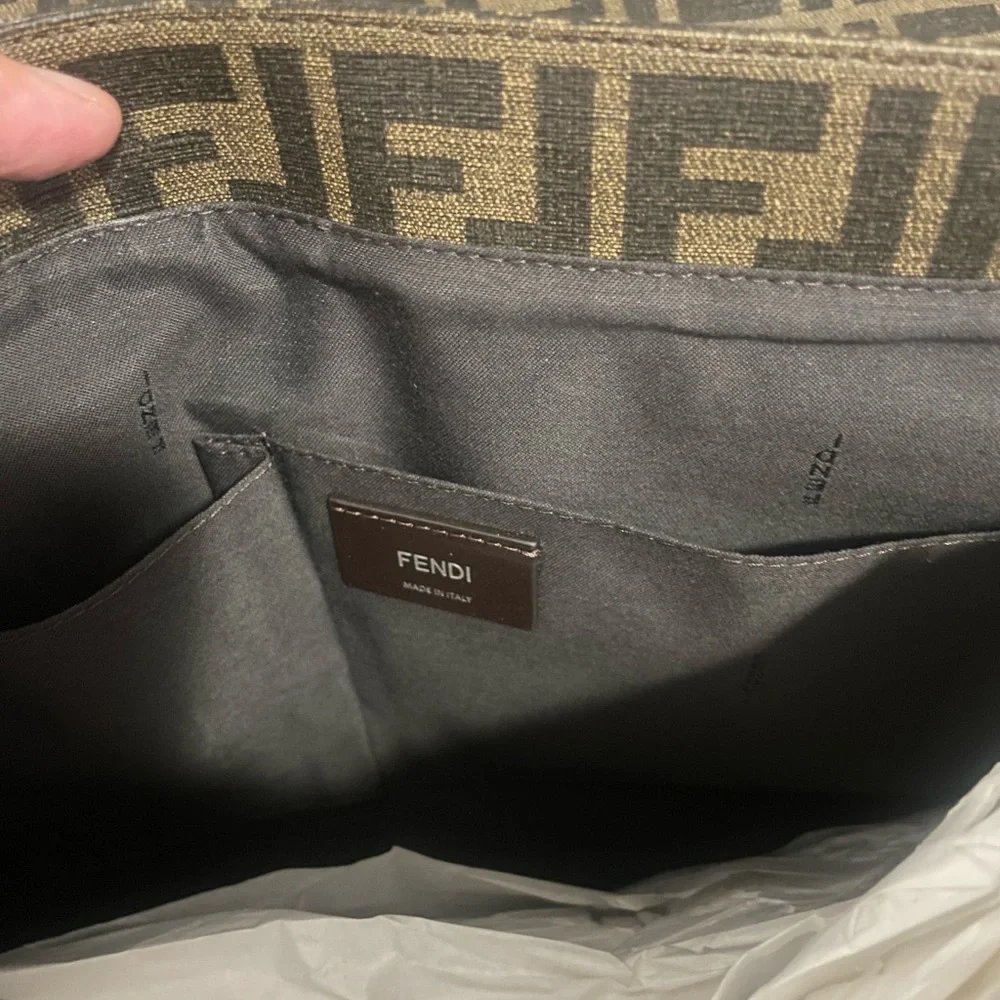 Fendi Mens Flap Messenger Bag Zucca Coated Canvas Medium